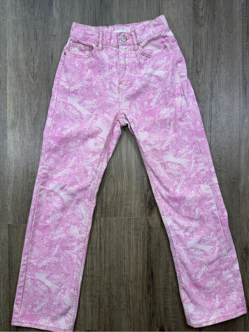 BDG Urban Outfitters Cowboy Jean Pink White Allover Print Straight Leg 24